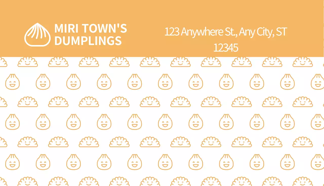 Orange Minimal Dumplings Advertisement Business Card
