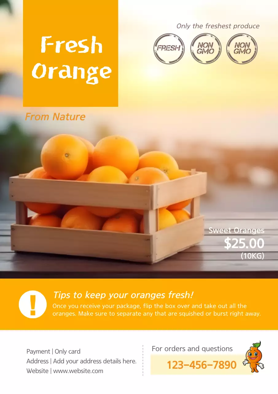 Orange Simple Fruit Promotion Poster
