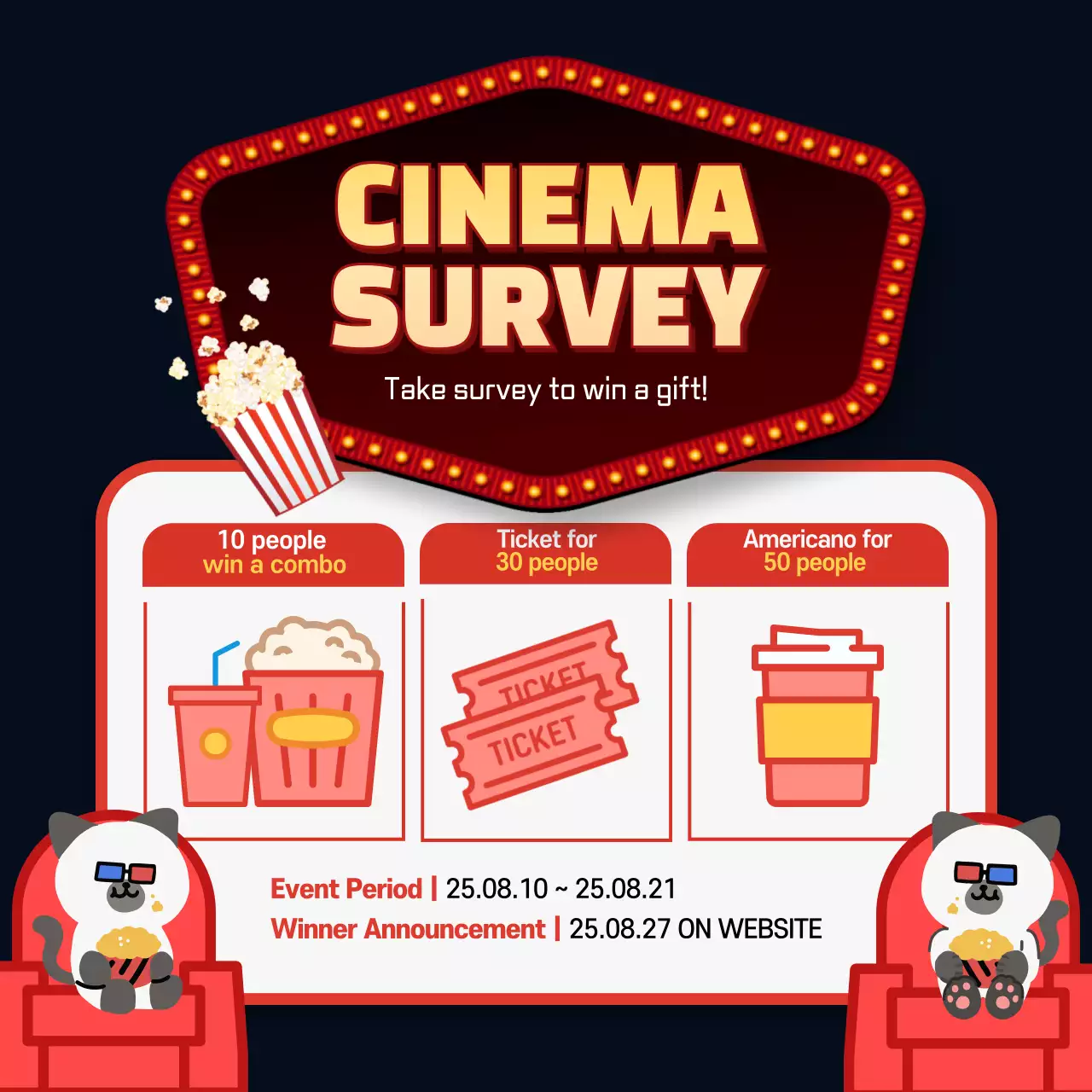 Red Retro Cinema Promotion Social Media Post
