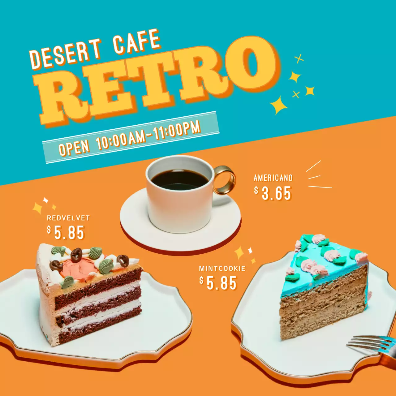Orange Retro Cafe Promotion Social Media Post