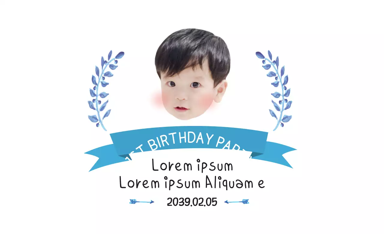 Banner de convite de aniversário minimalista azul