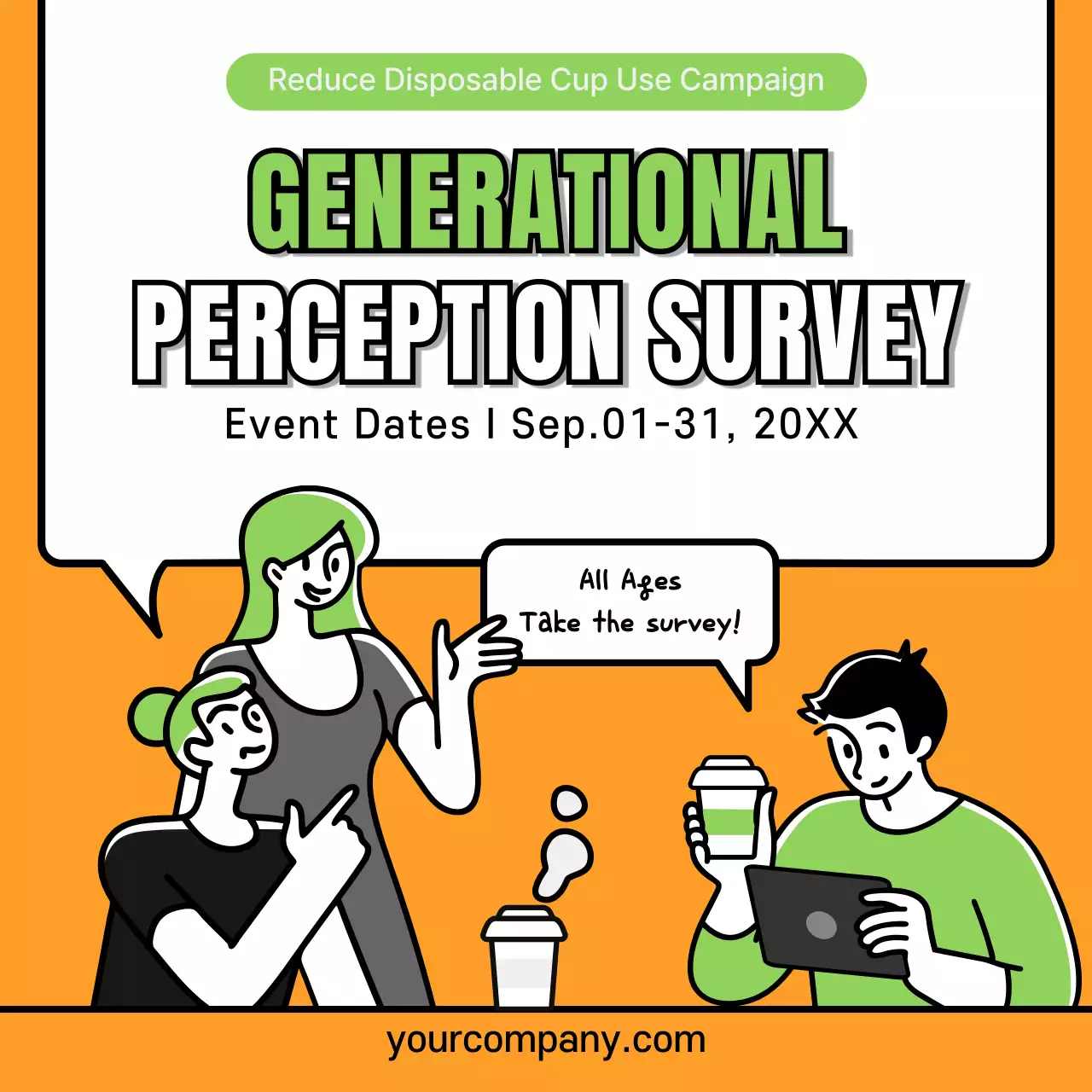 Orange Modern Survey Promotion Social Media Post