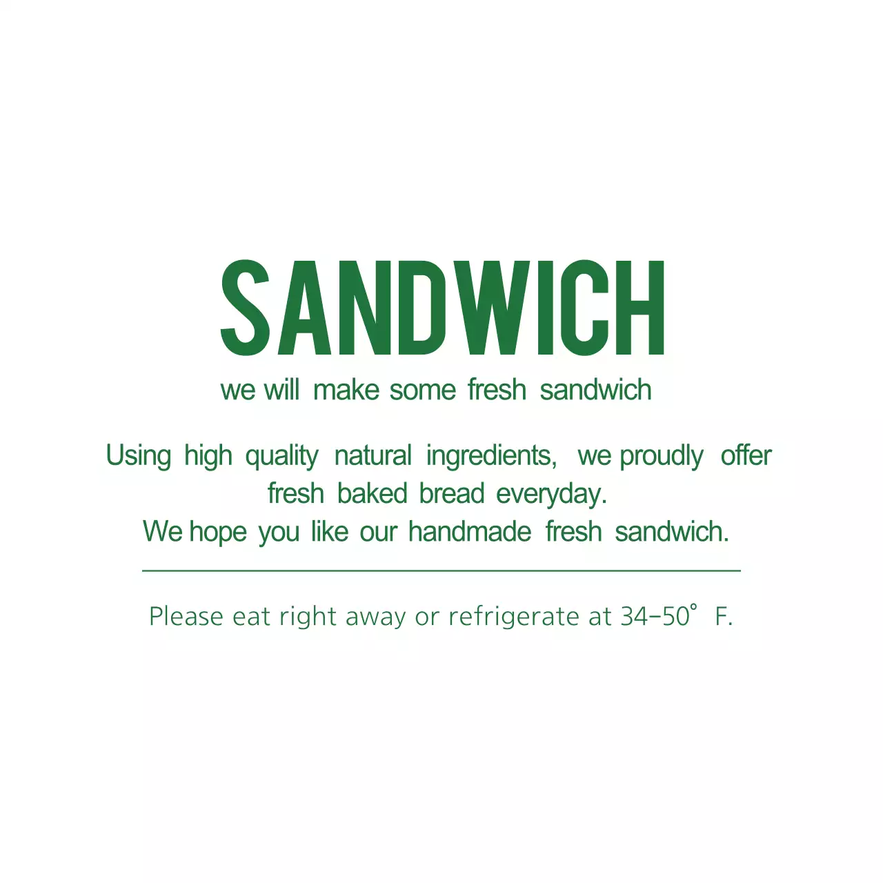 Biểu ngữ thực đơn bánh sandwich đơn giản màu xanh lá cây