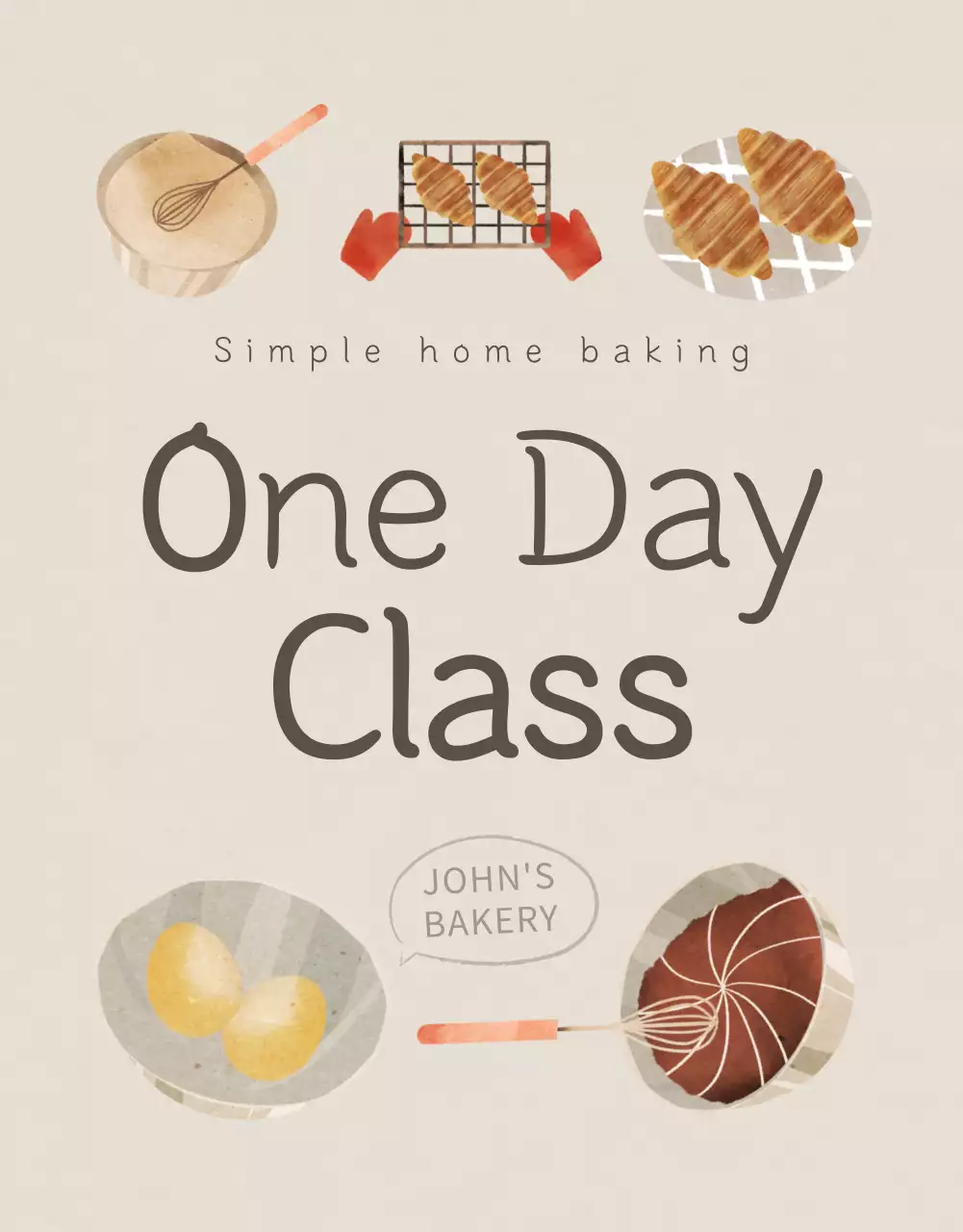 Poster Kelas Kue Sederhana Beige