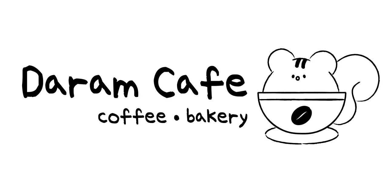 Cafe merchandise with a simple, cute squirrel illustration in black.