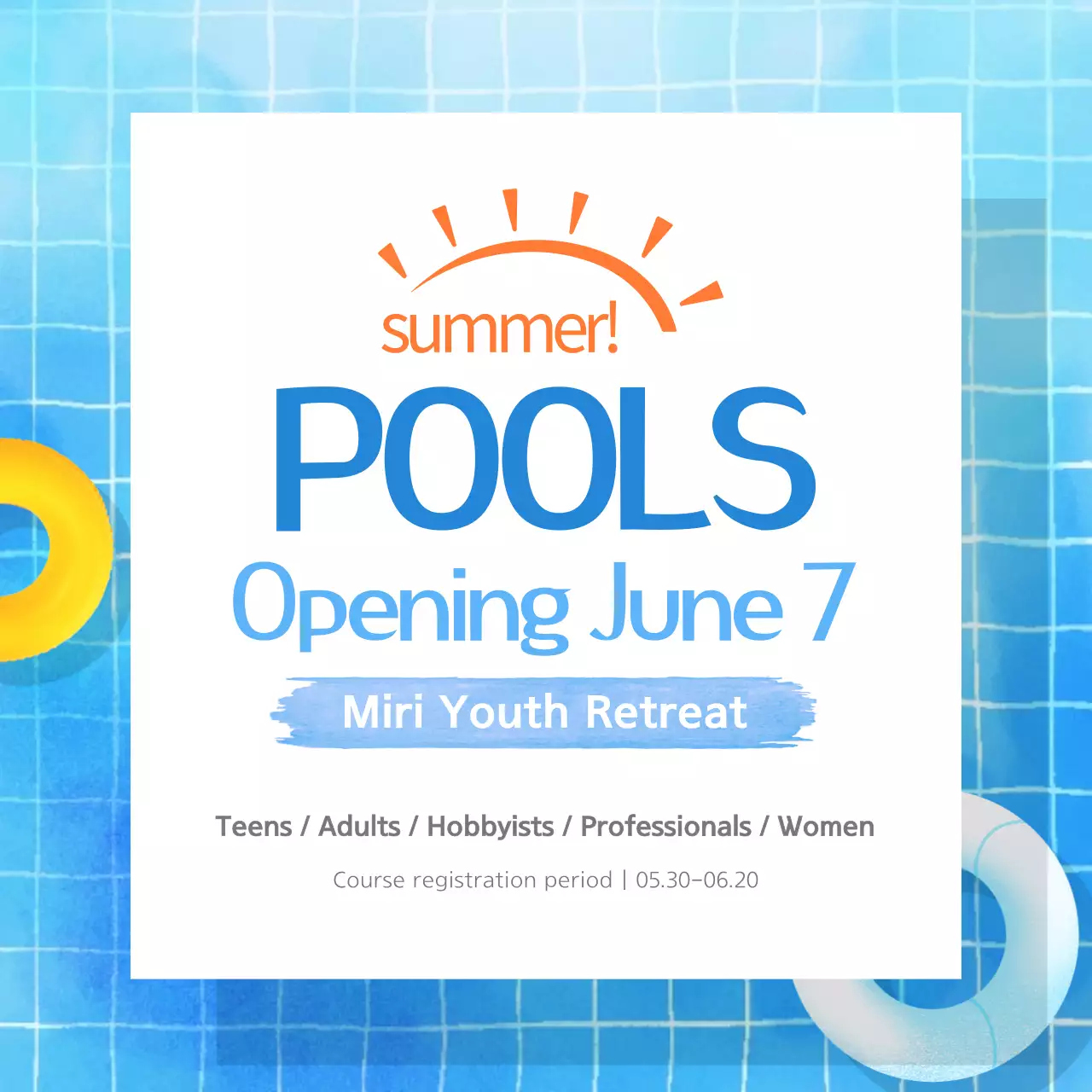 Blue Modern Pool Announcement Instagram Post