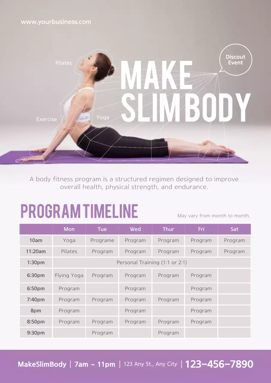 Purple Modern Fitness Promotion Poster