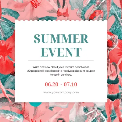 Coral Floral Summer Promotion Instagram Post