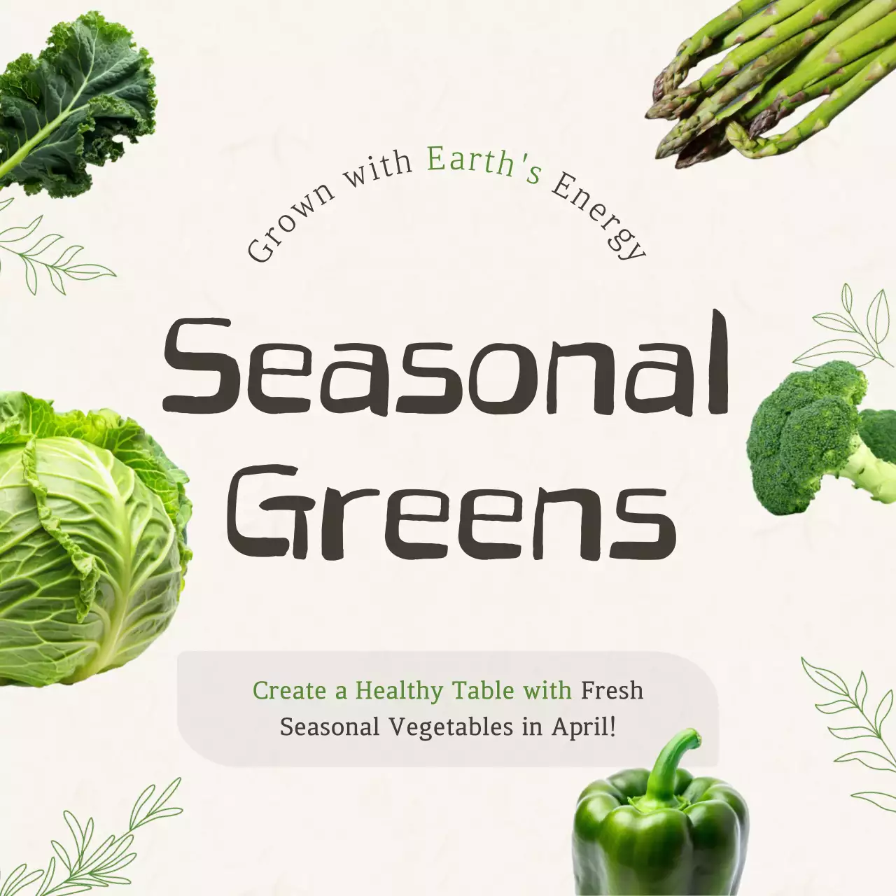 Green Organic Vegetables Promotion Social Media Post