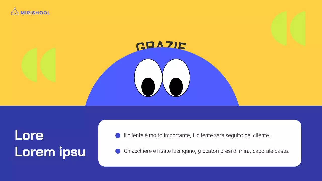 Illustrazione del personaggio dai colori vivaci con accenti gialli e blu cobalto