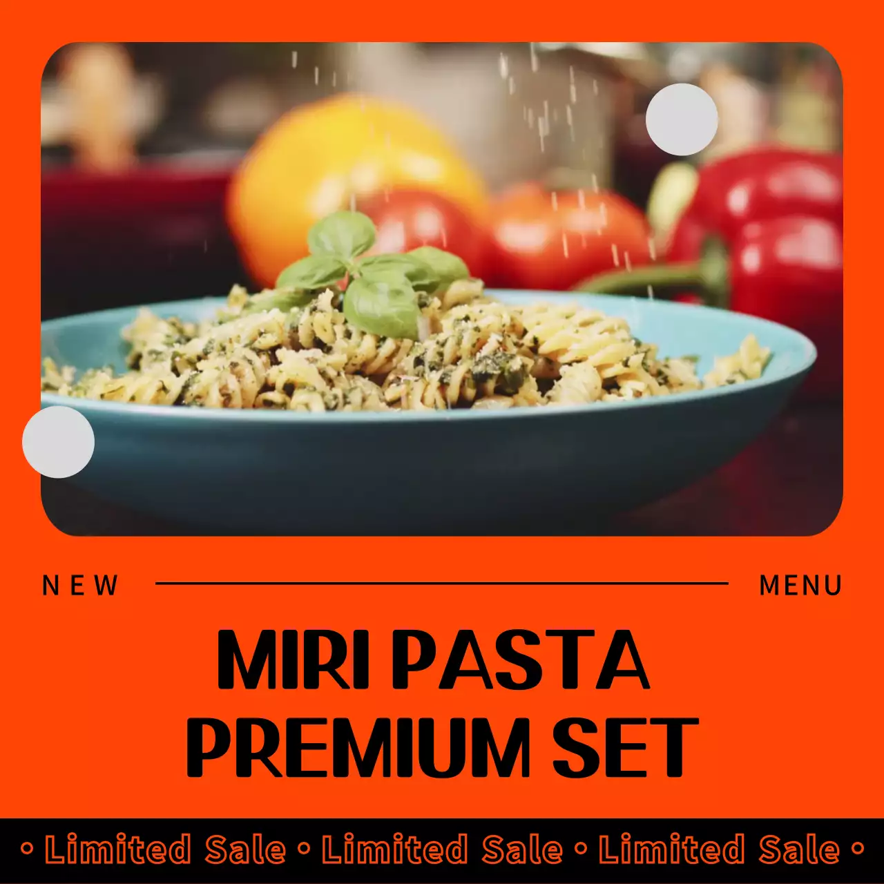 주황색의 팝한 음식점 신제품 광고