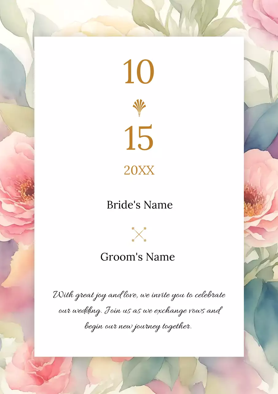 Beige Floral Wedding Invitation Poster