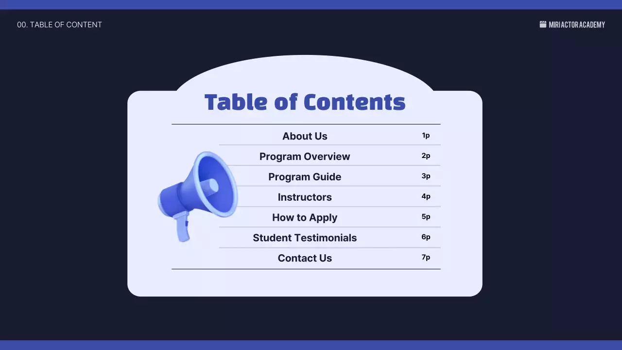 블루 모던 연기 가이드 프레젠테이션