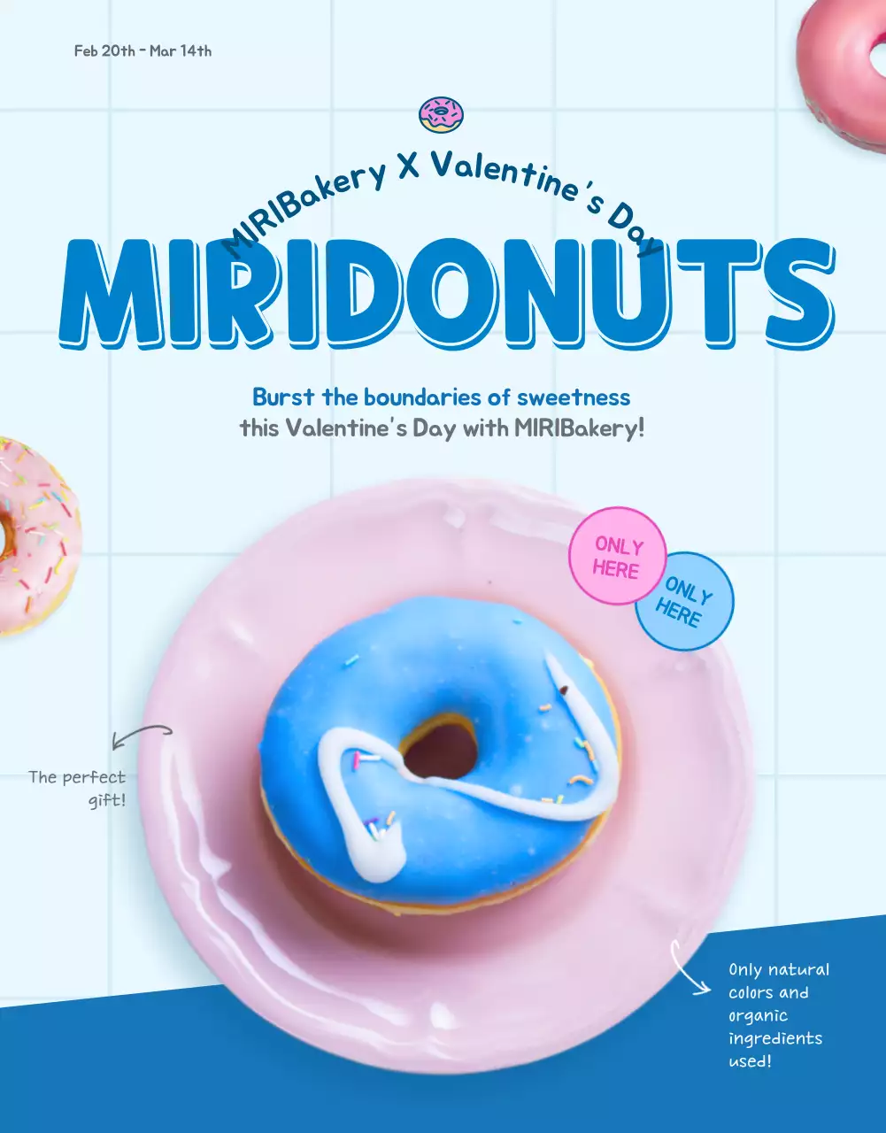Sell donuts with a cute blue concept