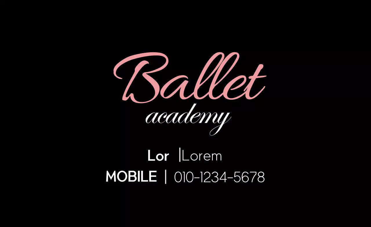 Banner de cartão de visita de balé elegante preto