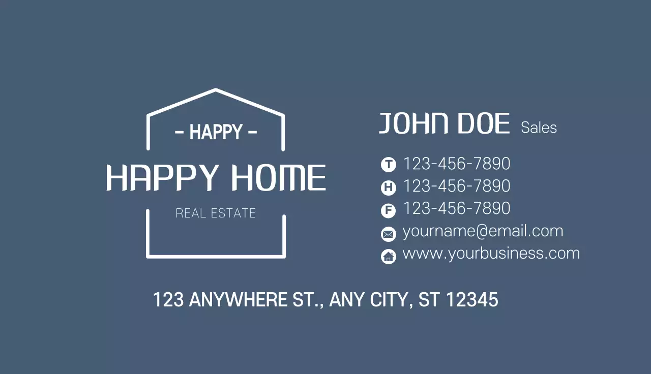 Blue Modern Real Estate Advertisement Business Card