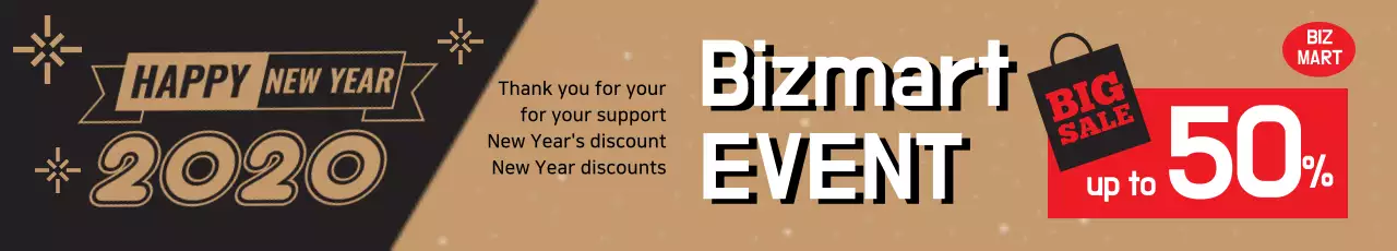 Banner promocional preto moderno de ano novo