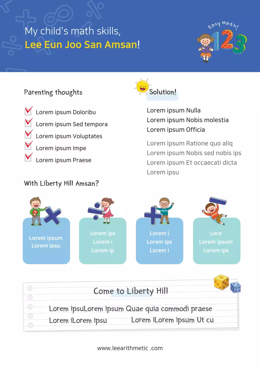 Blue Playful Math Guide Poster