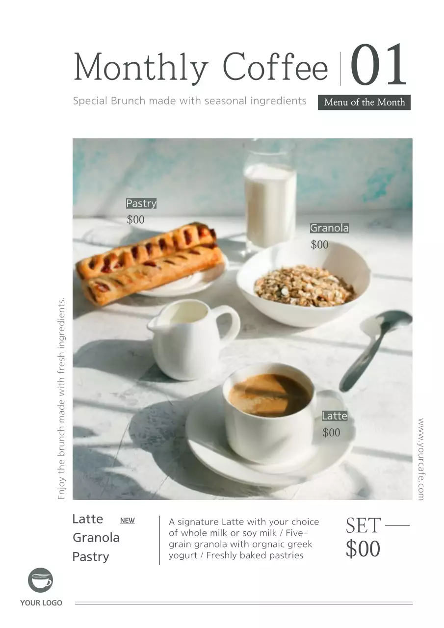 White Minimalist Brunch Menu Poster