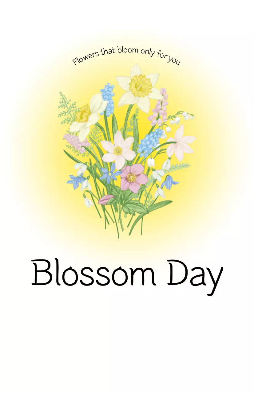 A flower shop with a fresh springtime color gradient and bouquet illustration