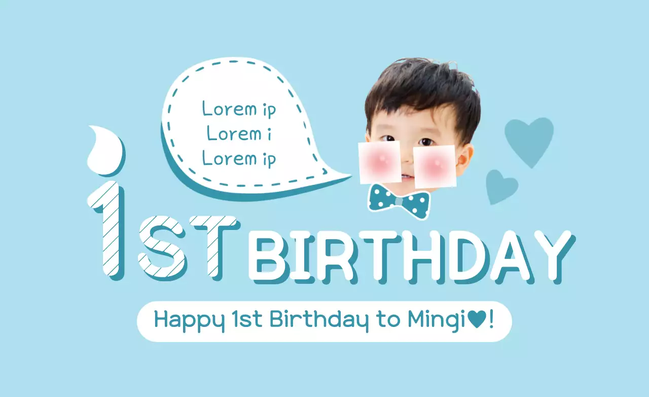 Banner de convite de aniversário minimalista azul