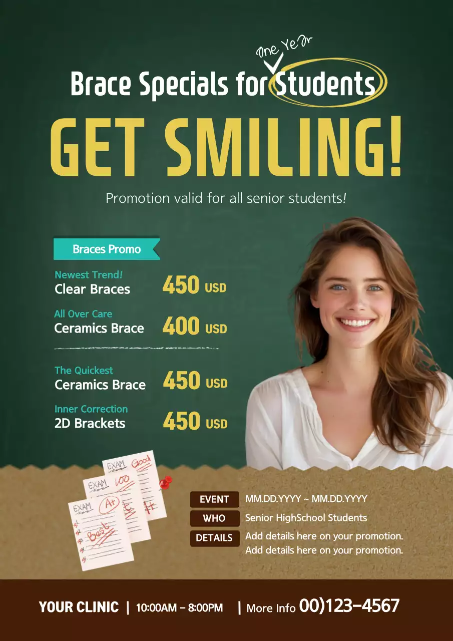 Green Modern Braces Promotion Poster