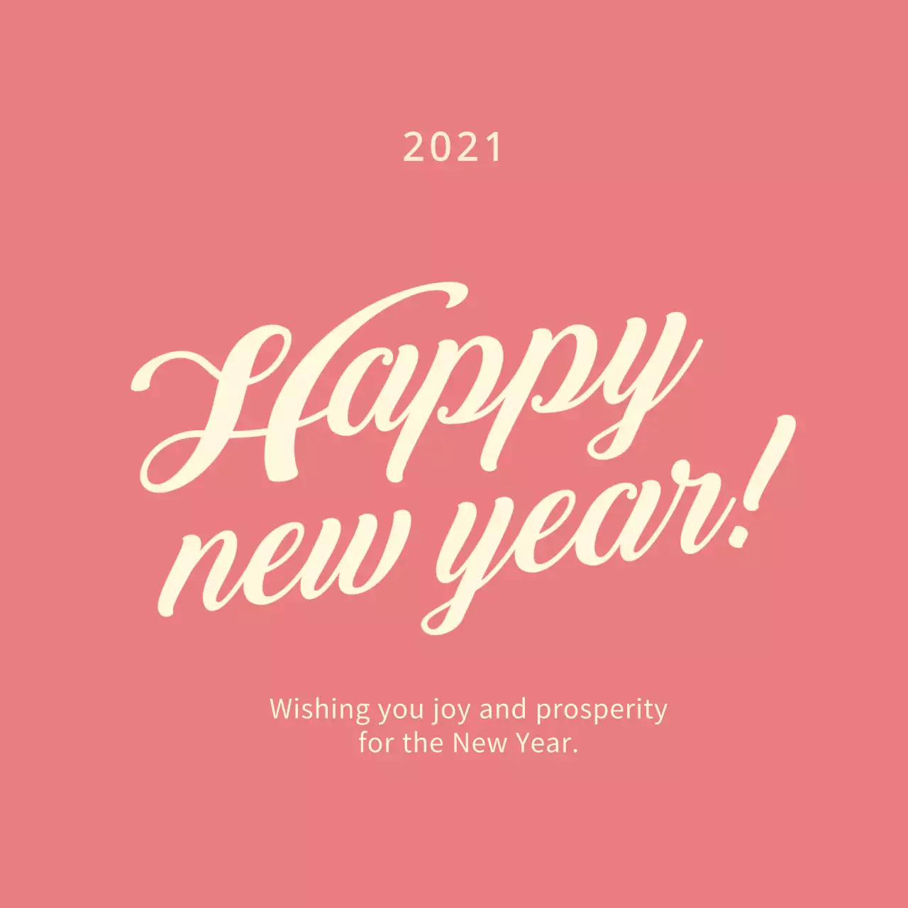Pink yellow illustration New Year's greeting label