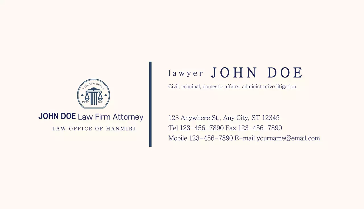 Navy Classic Law Business Card