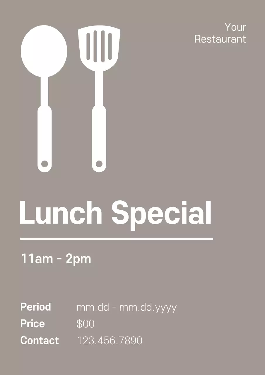 Beige Minimal Lunch Promotion Poster