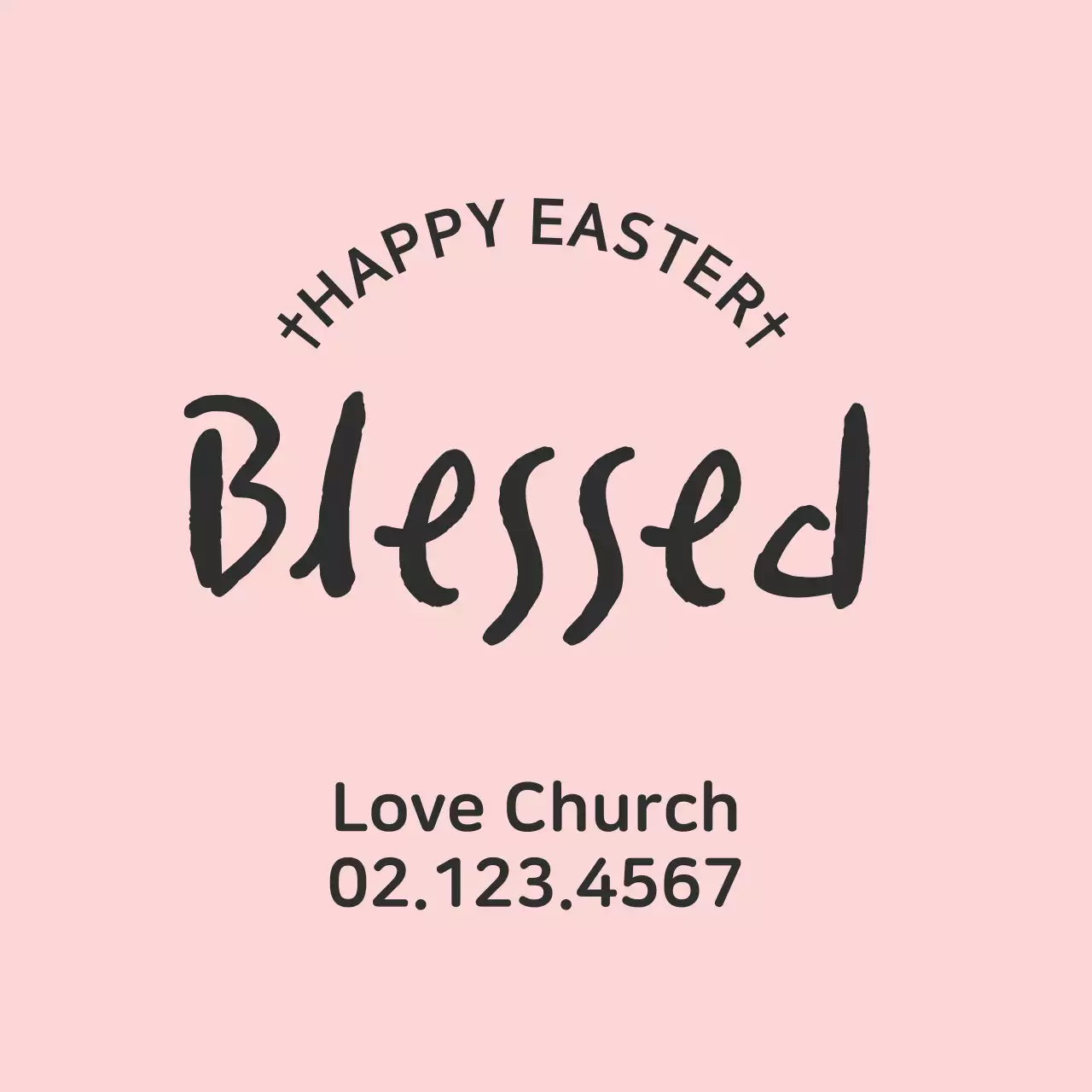 Nhãn phục sinh của nhà thờ với điểm nhấn là chữ màu hồng