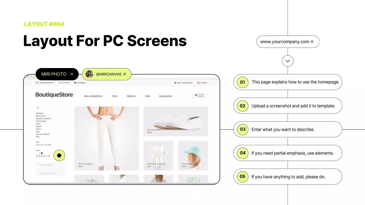 블랙과 화이트에 옐로우그린으로 포인트를 준 사진프레임을 위한 레이아웃