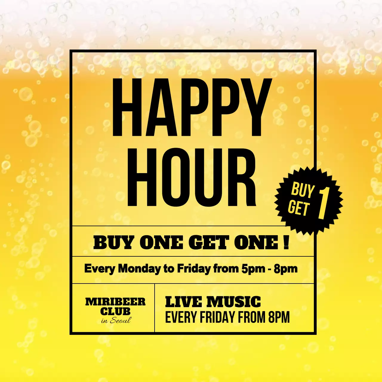 Yellow Trendy Happy Hour Promotion Instagram Post