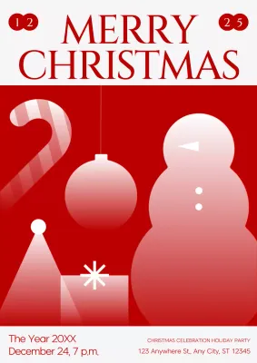 Red Traditional Christmas Invitation Poster