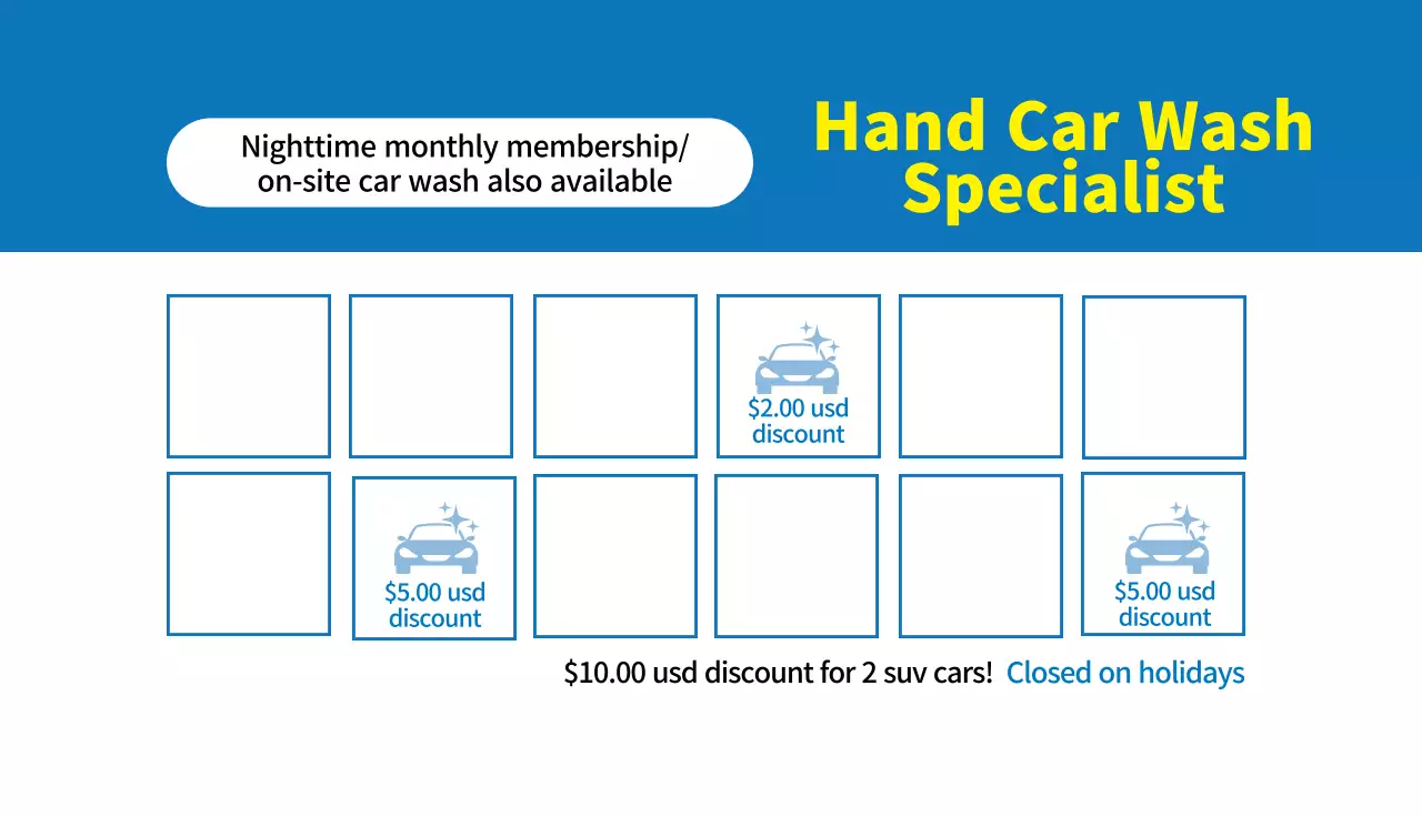 Blue Clean Car Wash Promotion Business Card