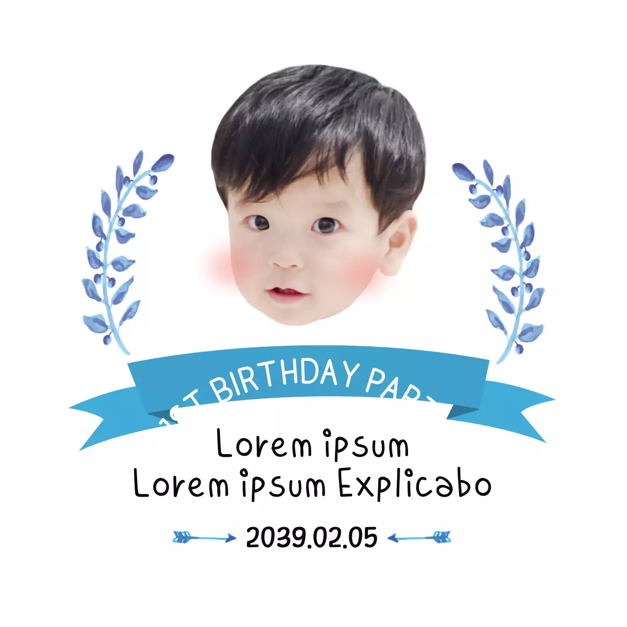 Spanduk Undangan Ulang Tahun Sederhana Berwarna Biru