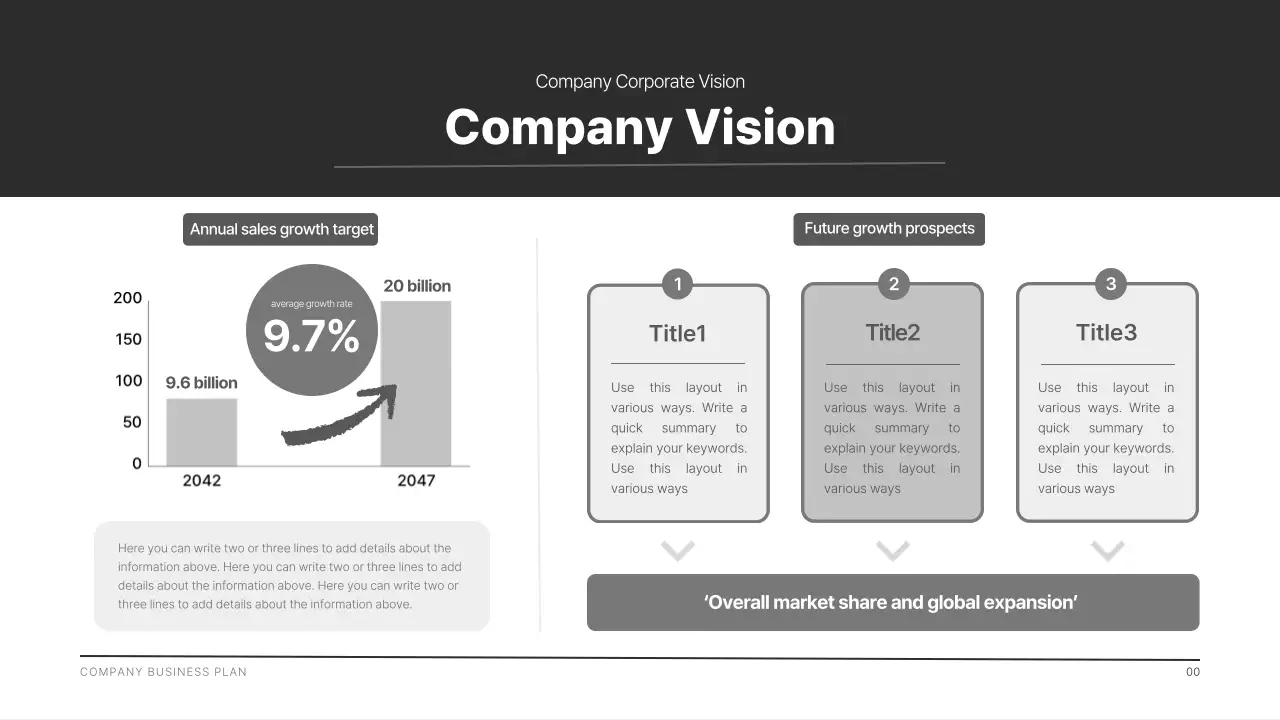 A modern company profile in black and gray