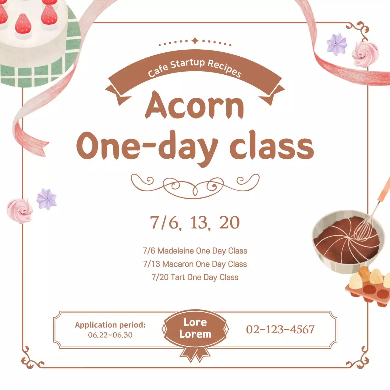 Brown Vintage Baking Class Invitation Banner