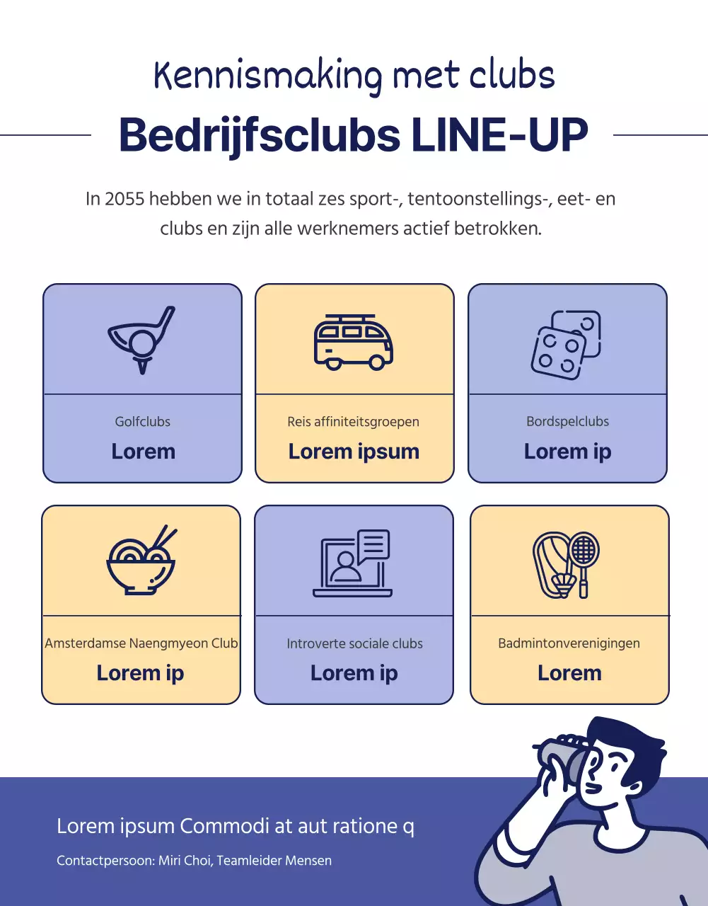 Illustratie van een paarse en gele werkomgeving