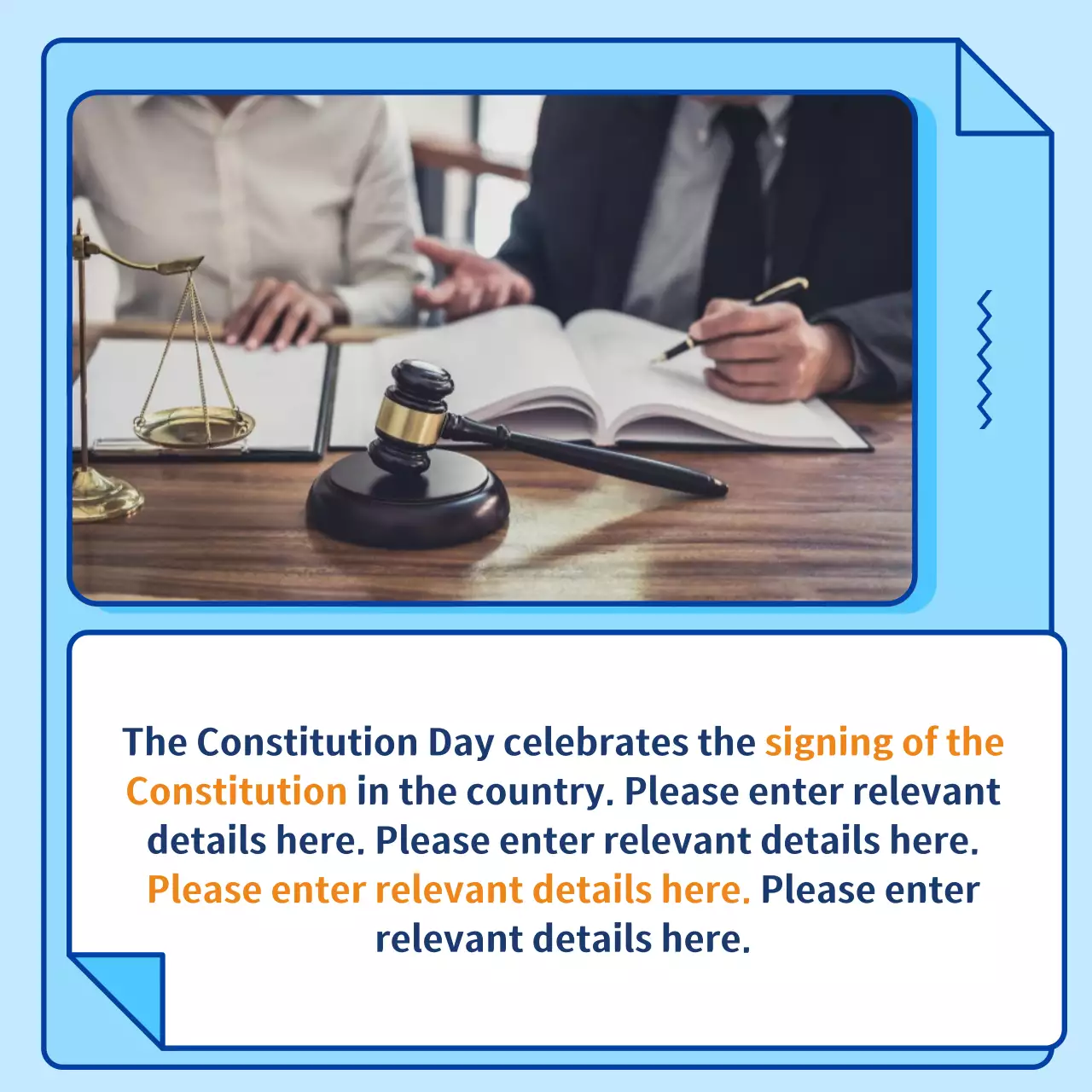 Blue Minimal Constitution Announcement Instagram Carousel