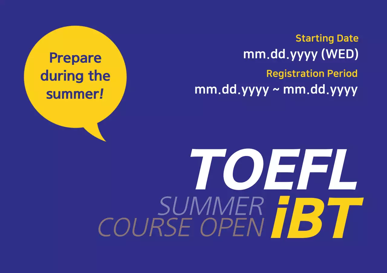 Blue Simple Toefl Course Announcement Poster