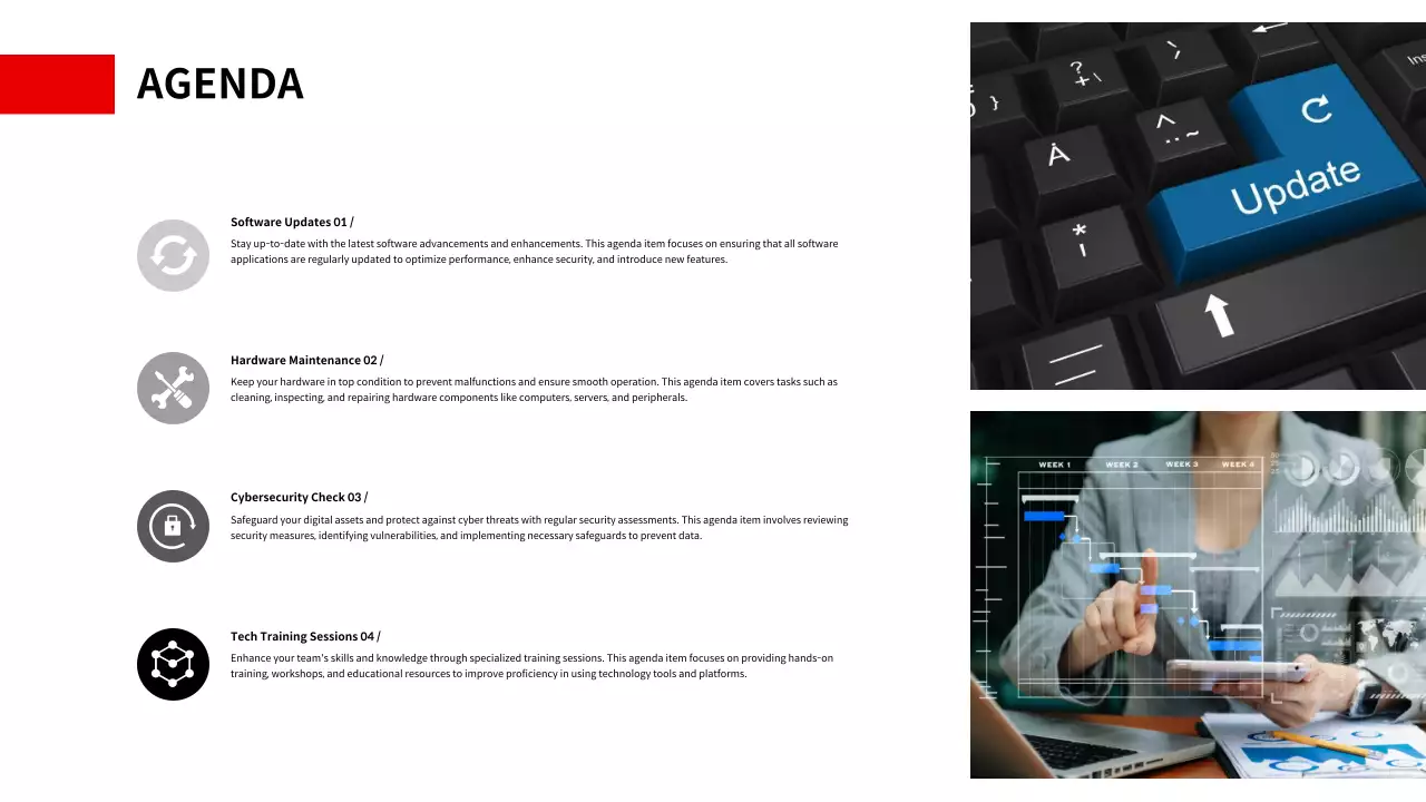 A simple agenda in red