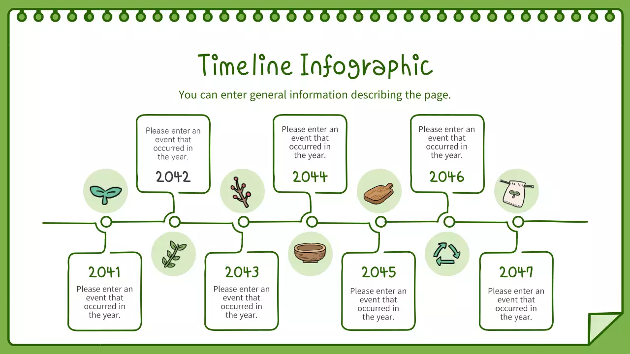 Green, sketchbook drawing feel Environmentally friendly timeline