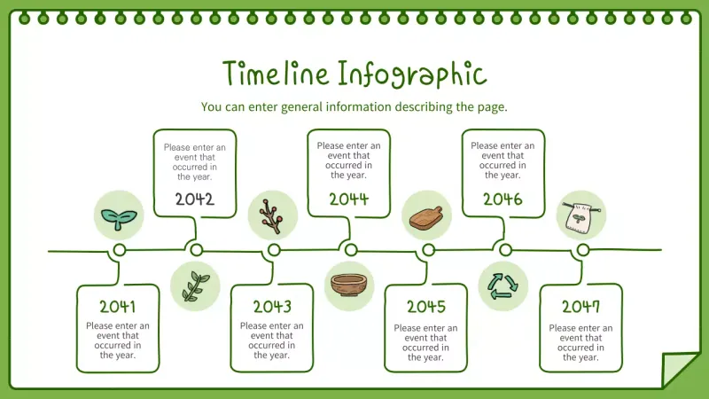 Green, sketchbook drawing feel Environmentally friendly timeline