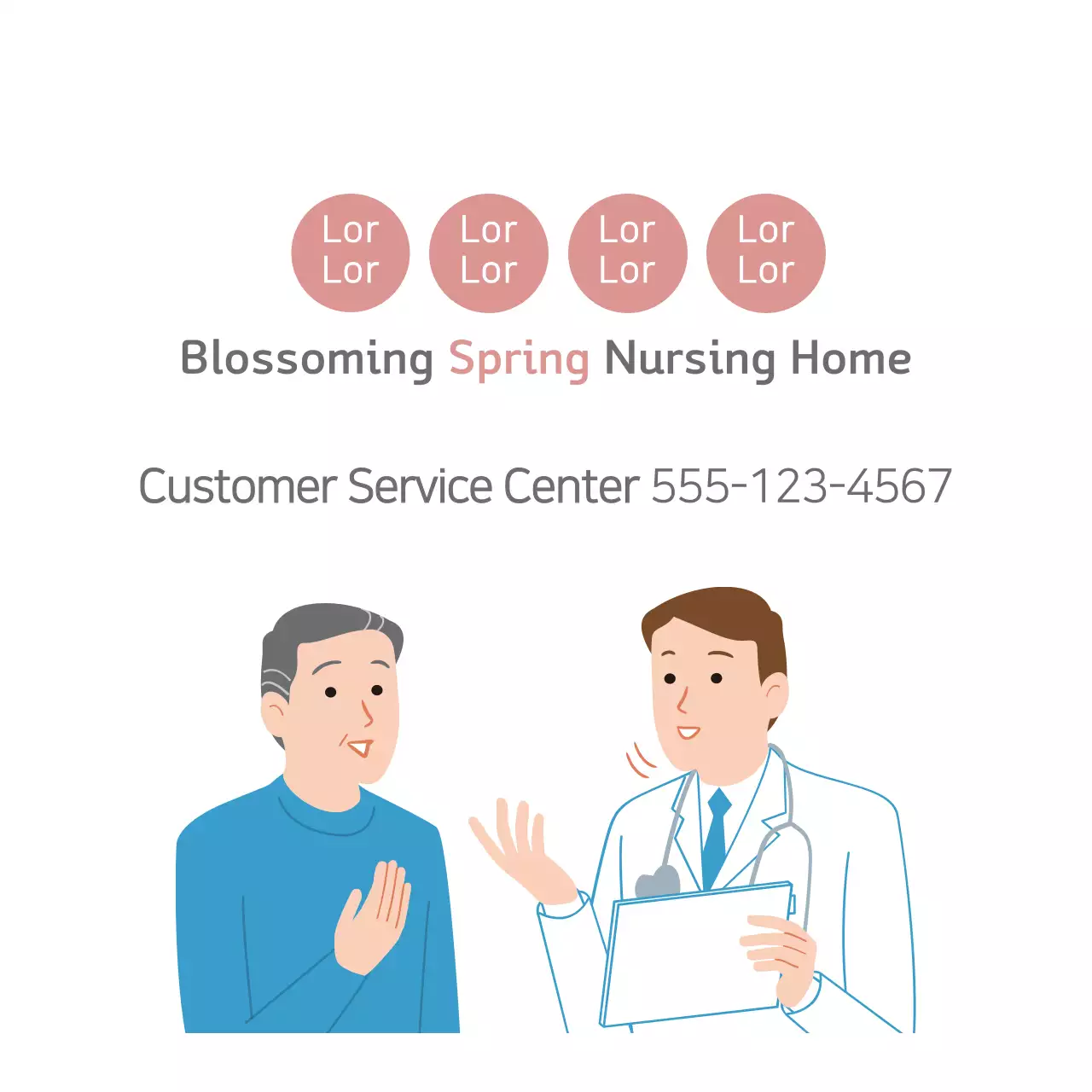 Biểu ngữ thông báo điều dưỡng đơn giản màu hồng