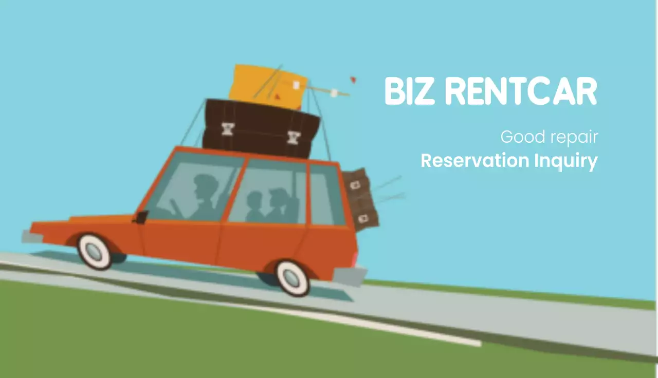 Orange Retro Car Rental Promotion Business Card