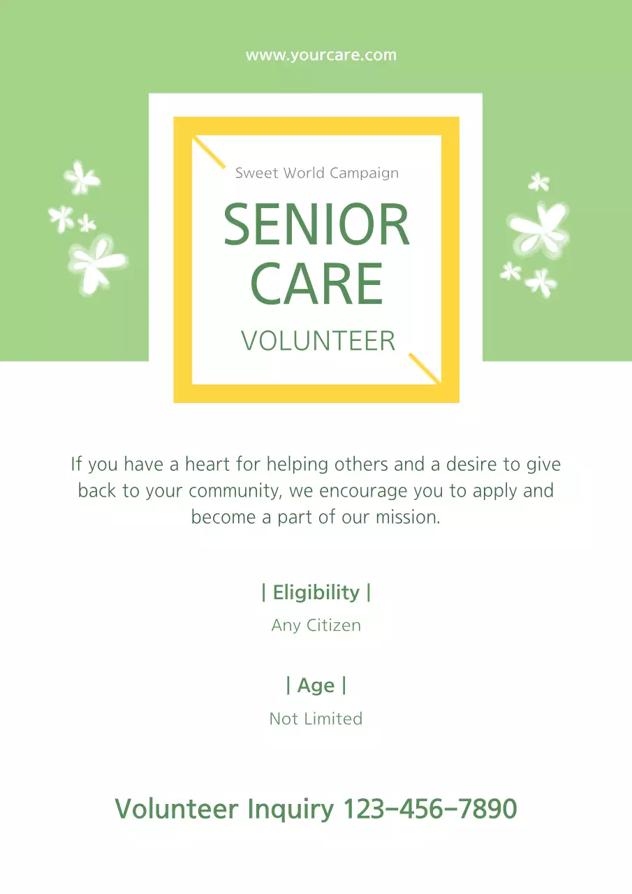 Green Minimal Volunteer Announcement Poster