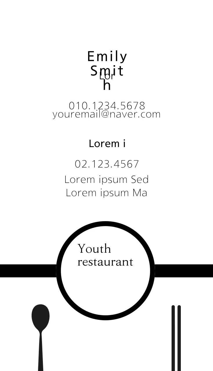 Kartu Nama Iklan Restoran Minimalis Hitam