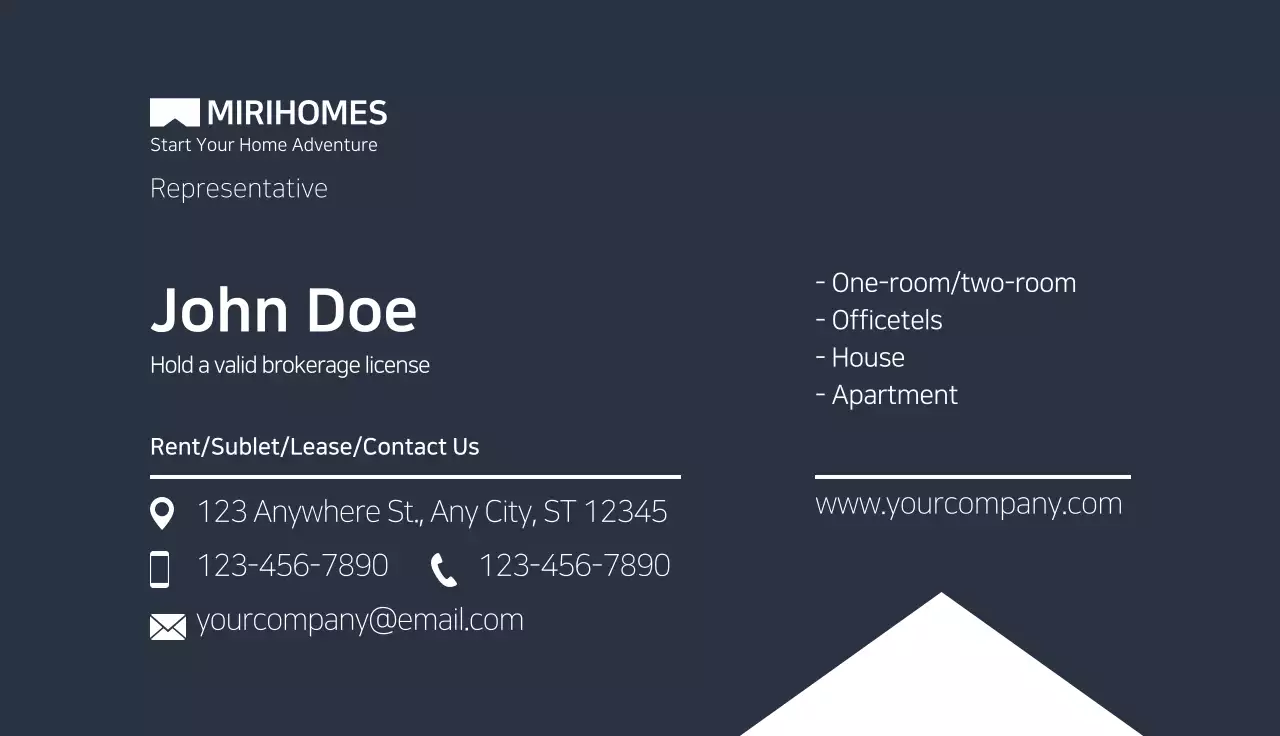 Navy Modern Real Estate Business Card