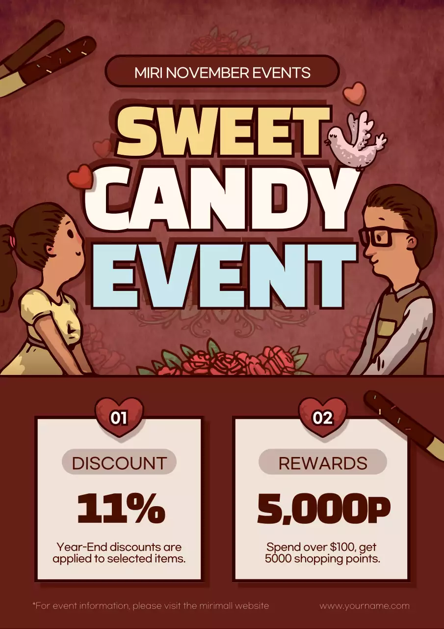 Brown Retro Candy Promotion Poster