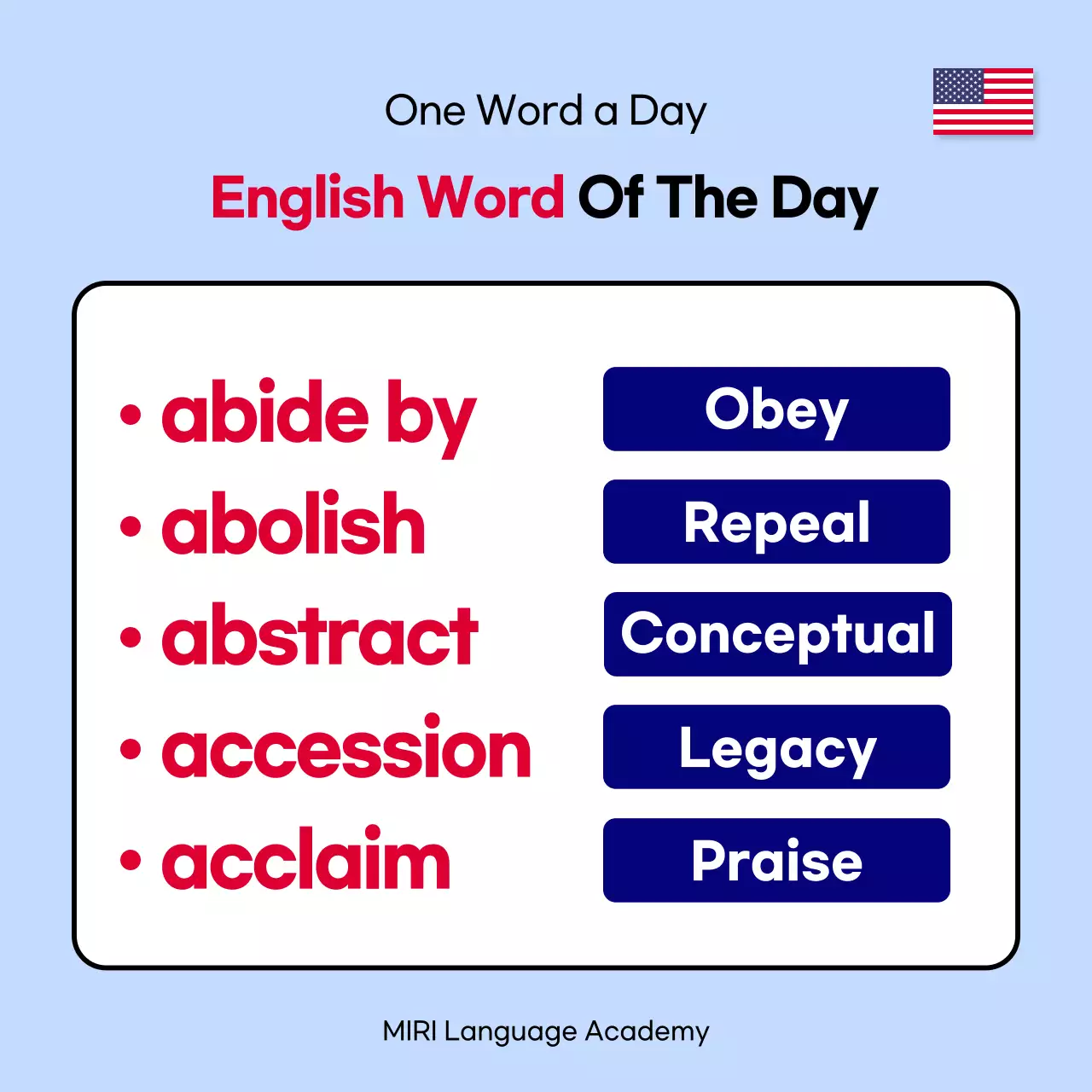 Blue Modern Vocabulary Guide Social Media Post